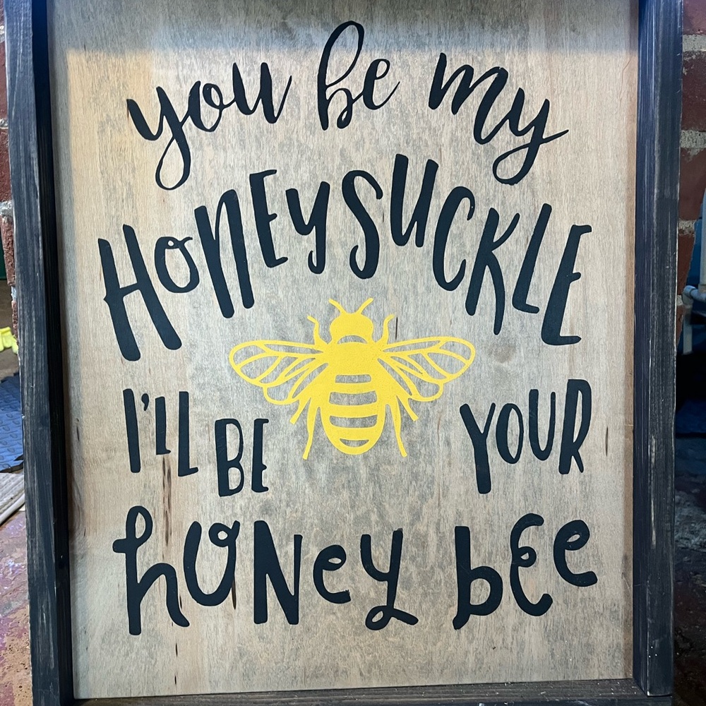 Rustic Honey Bee Wall Art with Black and Yellow Accents